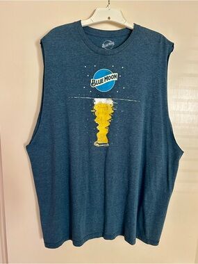 Men’s Blue Moon Graphic Muscle Tee - Navy Blue and Yellow
